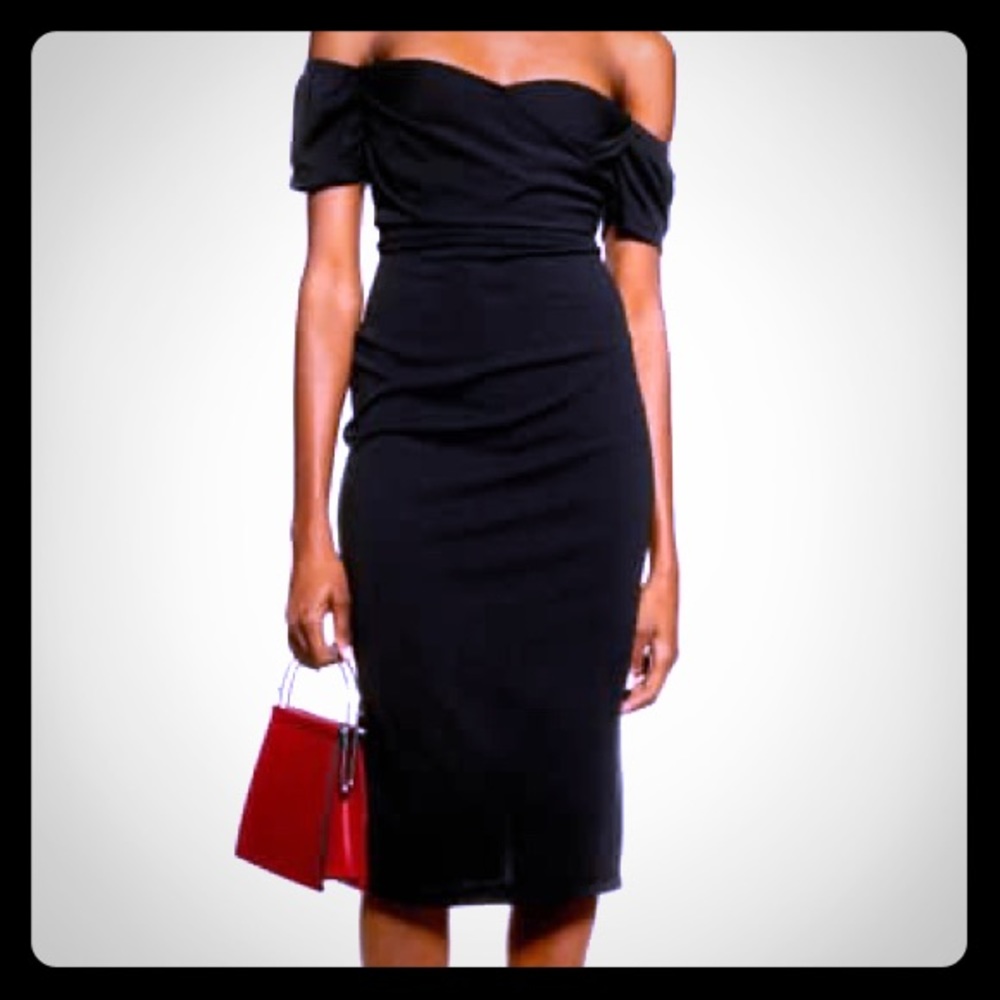 TOPSHOP Bardot Wrap Midi Dress